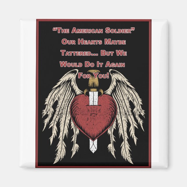 Poigne amerikanische Soldatin Tattered Hearts Magnet (Vorne)