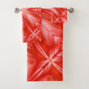 Poinciana Red Milky White Cloudy Abstract Design Badhandtuch Set