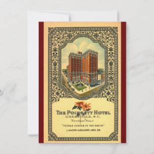 Poinsett Hotel Greenville SC Vintage Einladung
