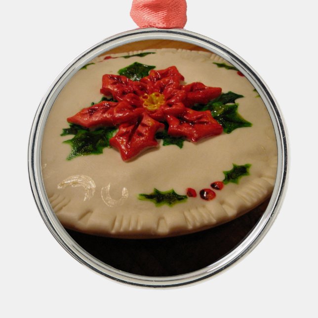 Poinsetta Torte I Silbernes Ornament (Vorne)