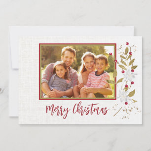Poinsetta und Red Berry Custom Family Christmas Ca Karte