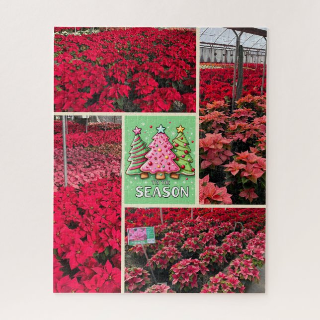 Poinsettia and Photo Template Christmas Holiday Puzzle (Vertikal)