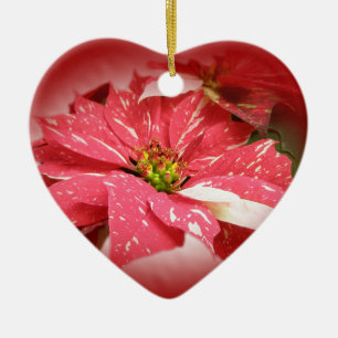 Poinsettia auf Rot Keramikornament