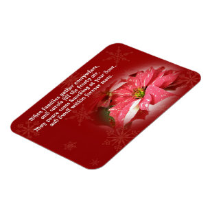 Poinsettia auf Rot mit Gedicht Magnet