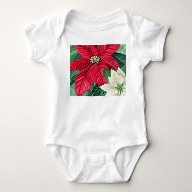 Poinsettia Baby Strampler (Vorderseite)