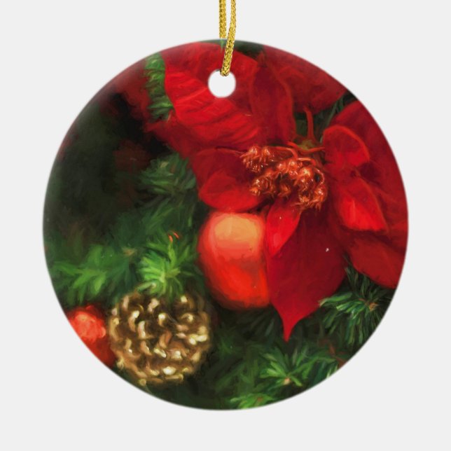 Poinsettia Beauty Keramikornament (Vorne)