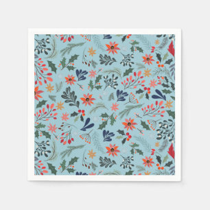 Poinsettia Berries Blätter Weihnachten Serviette