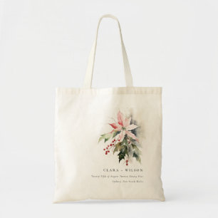 Poinsettia Berries Foliage Water color Wedding Tragetasche