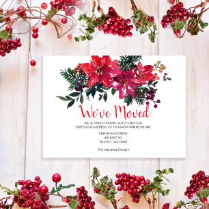 Poinsettia Berries Weve Moving Holiday Cards