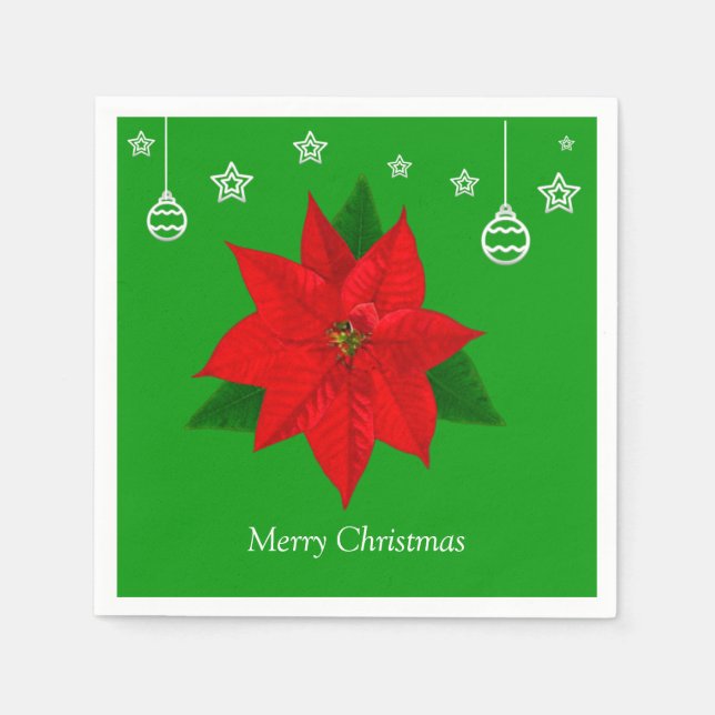 Poinsettia-Blume auf Grün Serviette (Vorderseite)