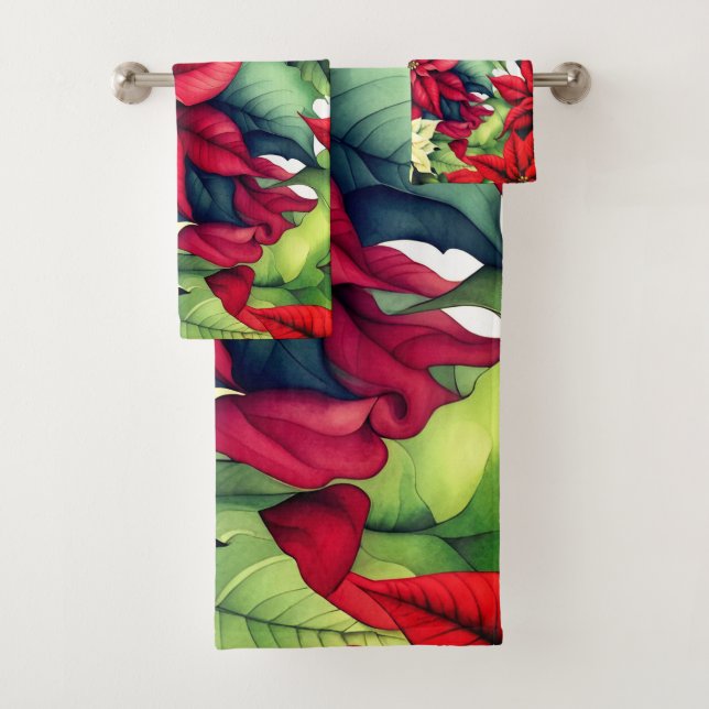 Poinsettia Blume Badhandtuch Set (Insitu)