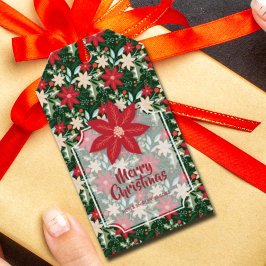 Poinsettia Blume Blätter Weihnachten Geschenkanhänger