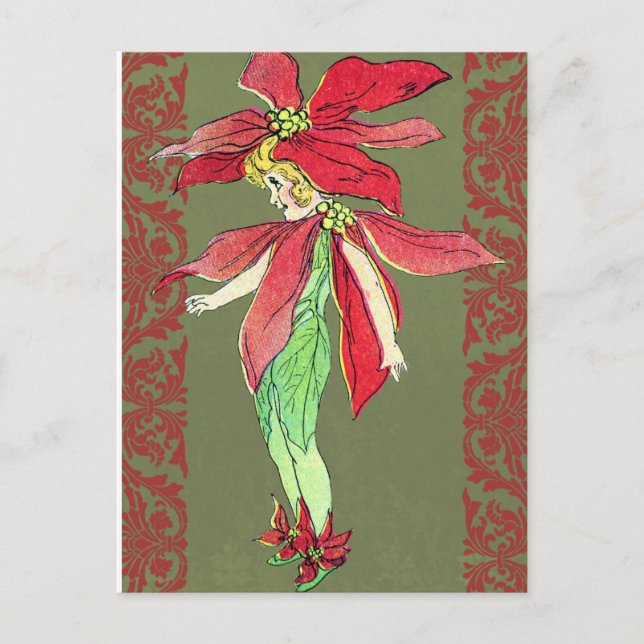 Poinsettia Blume Fairy Postkarte (Vorderseite)