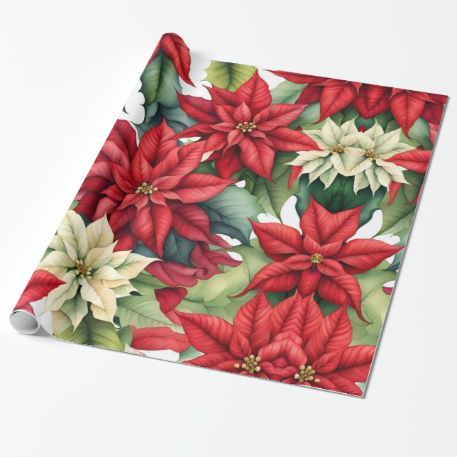 Poinsettia Blume Geschenkpapier (Ungerollt)