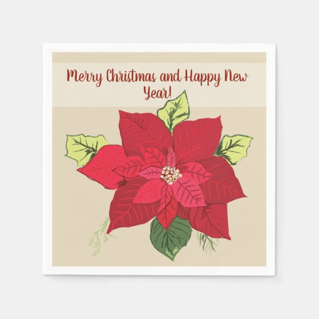 Poinsettia Blume Napkins Serviette (Vorderseite)