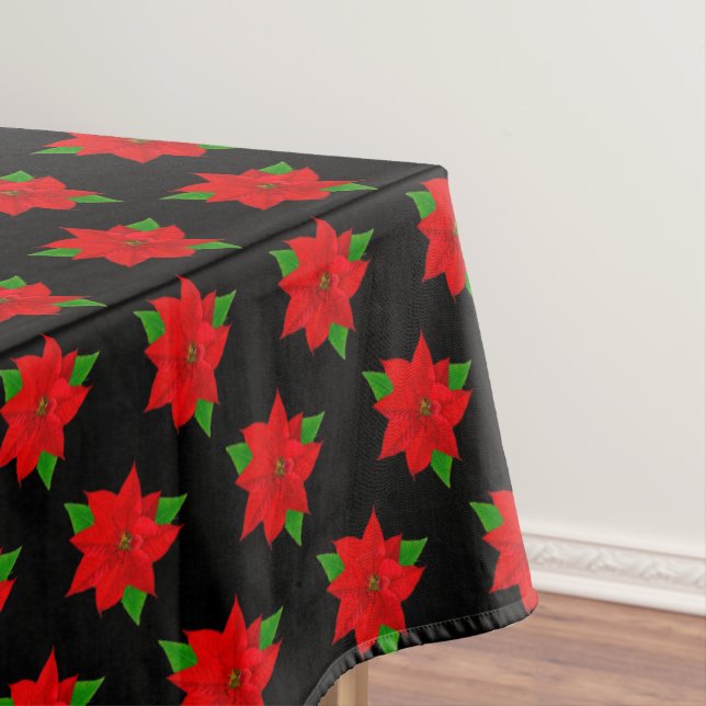 Poinsettia Blume Pattern auf schwarz Tischdecke (Beispiel)
