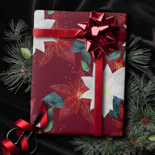 Poinsettia Blume Rot und Grün Geschenkpapier