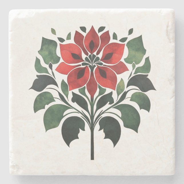 Poinsettia-Blume Steinuntersetzer (Vorderseite)