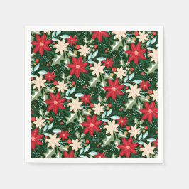 Poinsettia Blume und Blätter Weihnachten Serviette