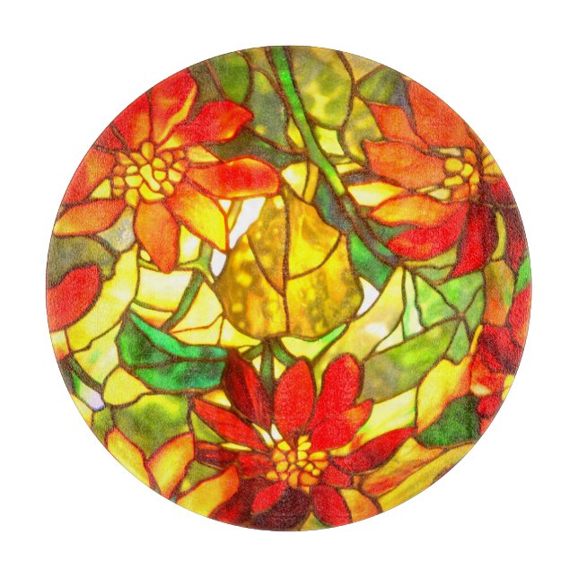 Poinsettia Blume Vintag Schneidebrett (Vorderseite)