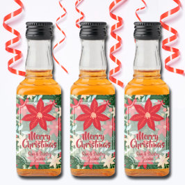 Poinsettia Blumenurlaub Weihnachten Custom Mini Alkoholflaschenetikett