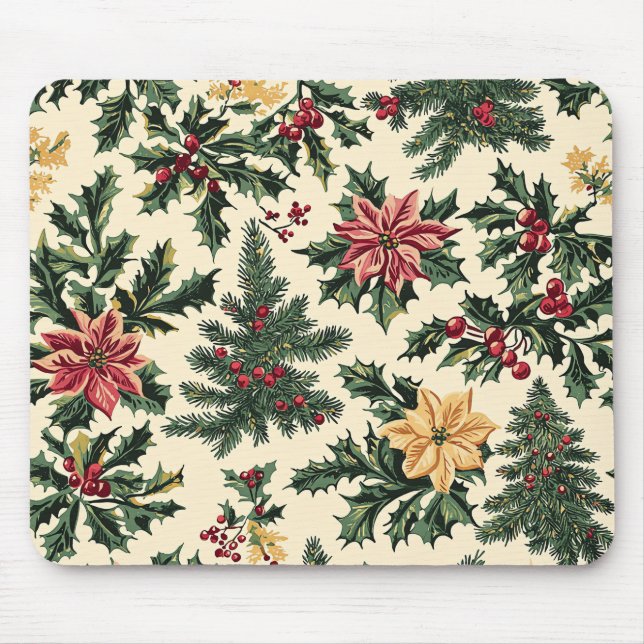 Poinsettia Blumenweihnachtsmuster (15) Mousepad (Vorne)