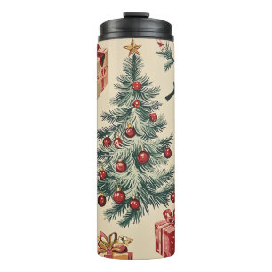 Poinsettia Blumenweihnachtsmuster (2) Thermosbecher