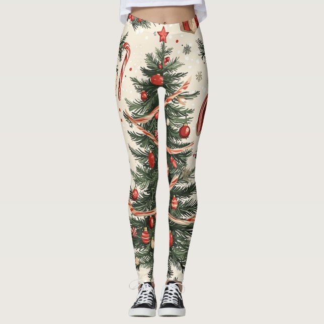 Poinsettia Blumenweihnachtsmuster (4) Leggings (Vorderseite)