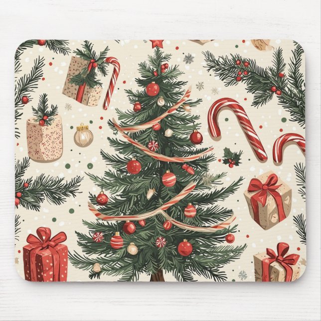 Poinsettia Blumenweihnachtsmuster (4) Mousepad (Vorne)