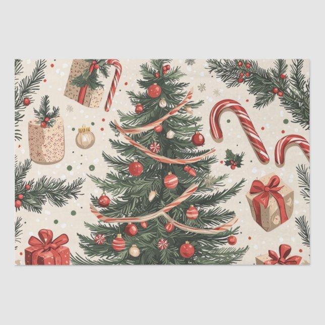 Poinsettia Blumenweihnachtsmuster (4) Seidenpapier (Vorderseite)