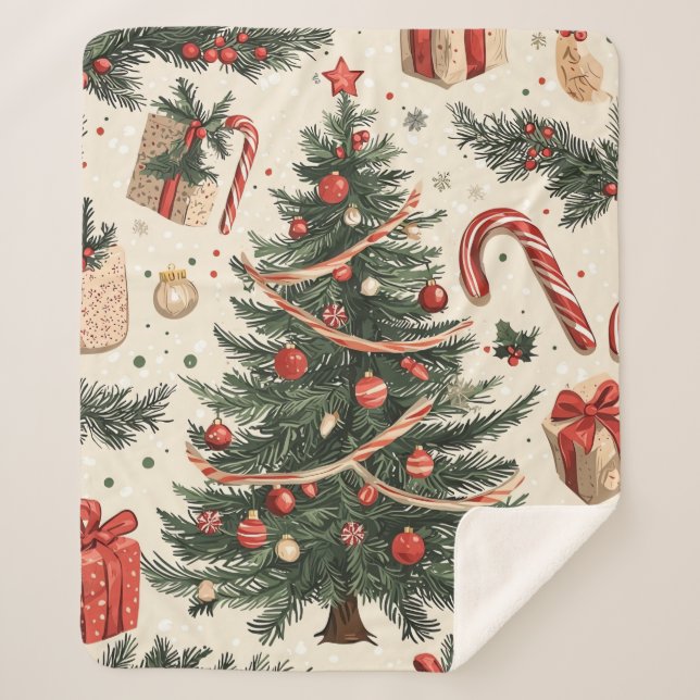 Poinsettia Blumenweihnachtsmuster (4) Sherpadecke (Vorderseite)