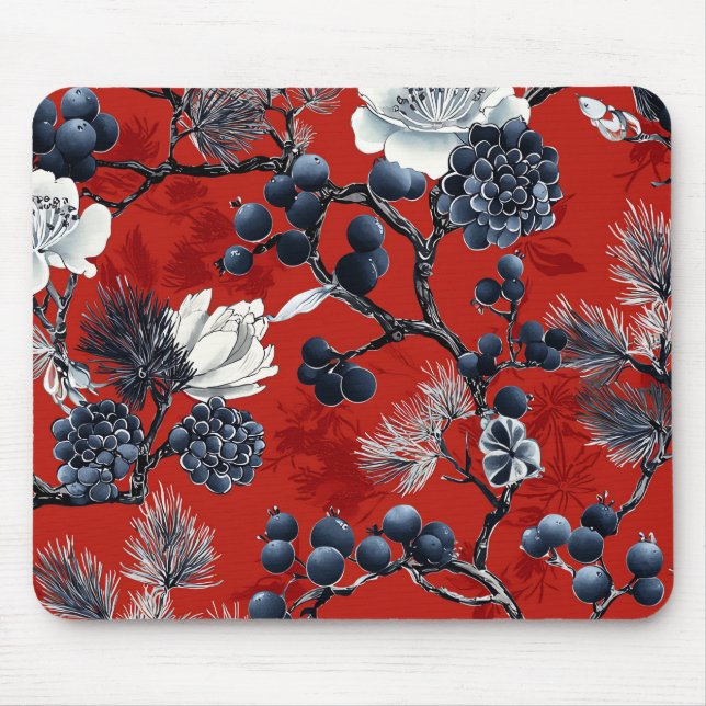 Poinsettia Blumenweihnachtsmuster (7) Mousepad (Vorne)