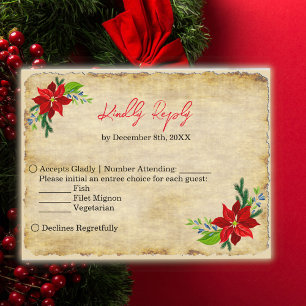 Poinsettia Bouquet, Vintager RSV Einladungspostkarte