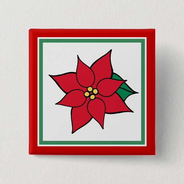 Poinsettia Christmas Button Button (Vorderseite)