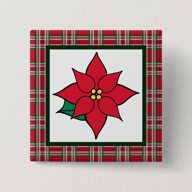 Poinsettia Christmas Button Button (Vorderseite)