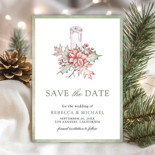 Poinsettia Christmas Candle Foto Wedding Save The Date (Von Creator hochgeladen)
