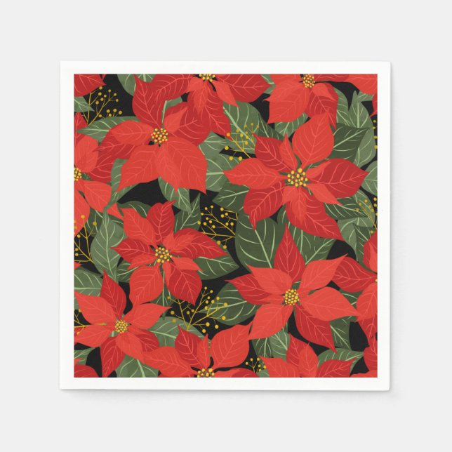 Poinsettia Christmas Floral Serviette (Vorderseite)