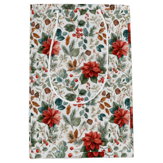 Poinsettia Christmas Gift Bag Mittlere Geschenktüte