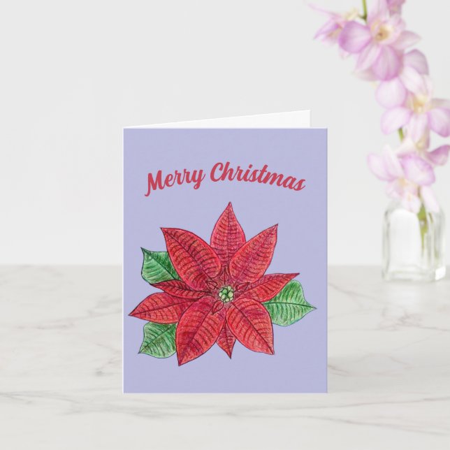 Poinsettia Christmas Grußkarte - Lavendel Karte (Orchidee)