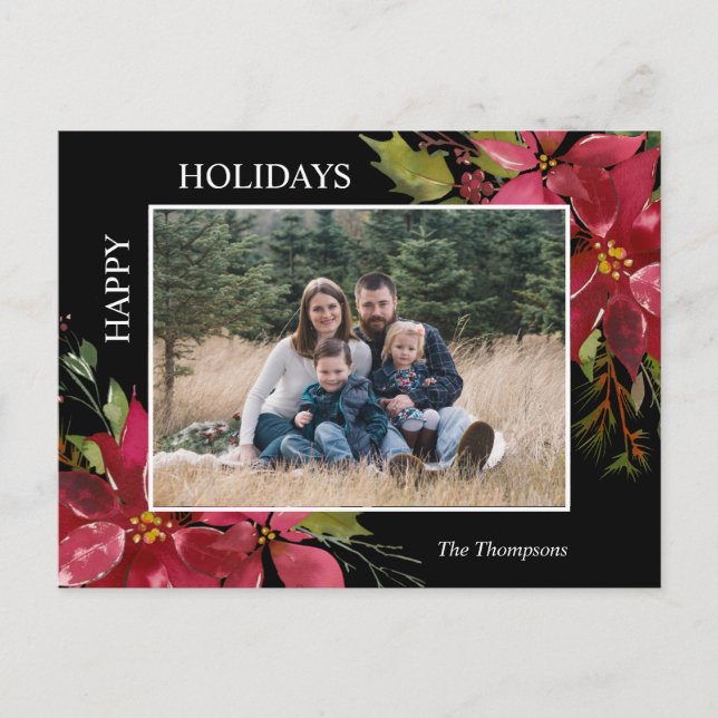 Poinsettia Christmas Happy Holidays FOTO Postkarte (Vorderseite)