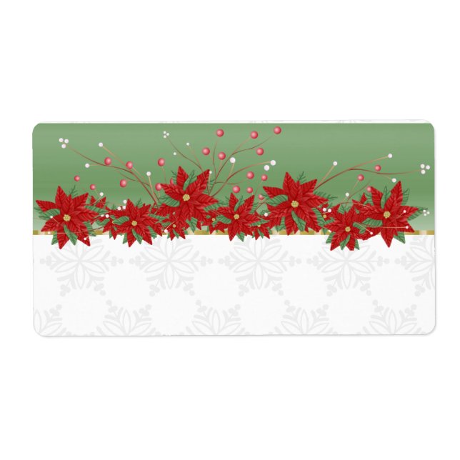 Poinsettia Christmas Kitchen Labels (Vorne)