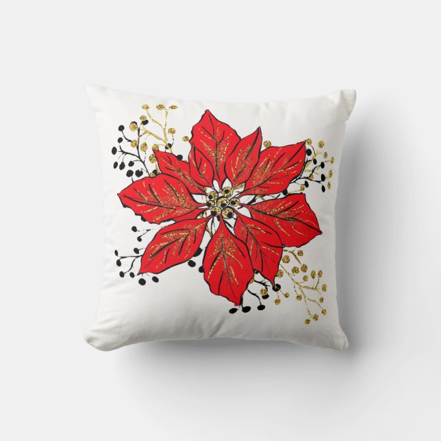 Poinsettia Christmas Pillow Kissen (Vorderseite)