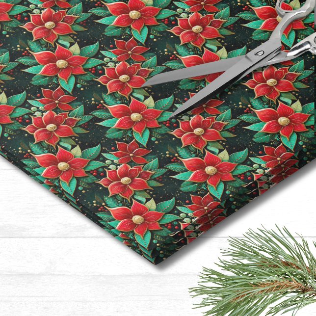 Poinsettia Christmas Seidenpapier (Unique Poinsettia Flower Pattern Christmas Tissue Paper)