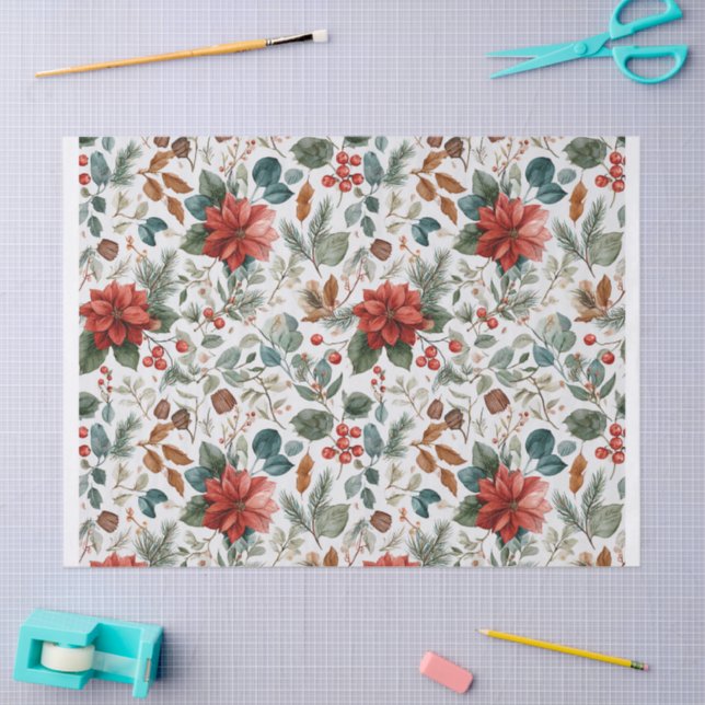 Poinsettia Christmas Tissue Paper Seidenpapier (Basteln)