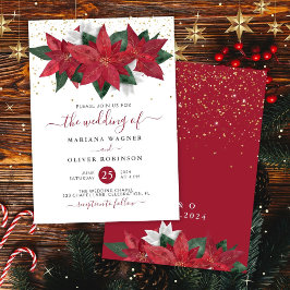 Poinsettia Christmas Watercolor Floral Wedding Inv Einladung
