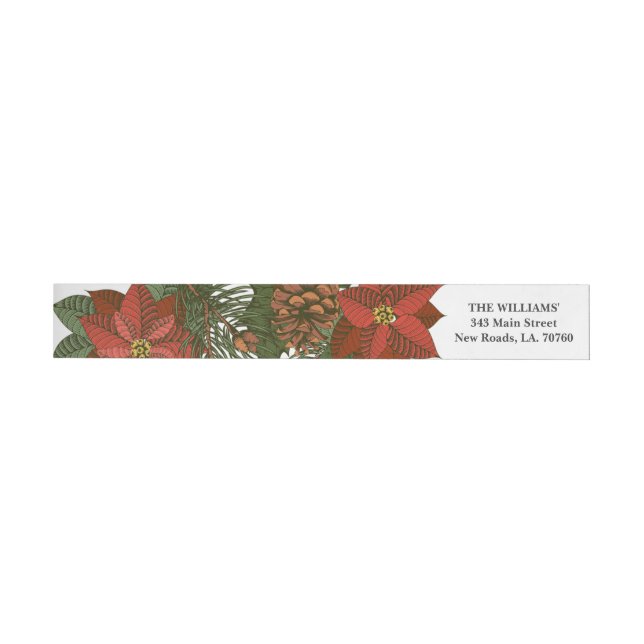 Poinsettia Christmas Wrap Envelope Label (Person)