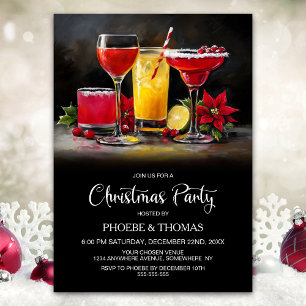 Poinsettia-Cocktails Weihnachtsfeier Einladung