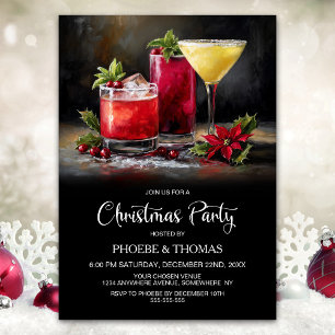 Poinsettia-Cocktails Weihnachtsfeier Einladung