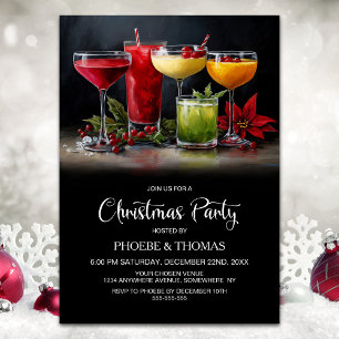 Poinsettia-Cocktails Weihnachtsfeier Einladung