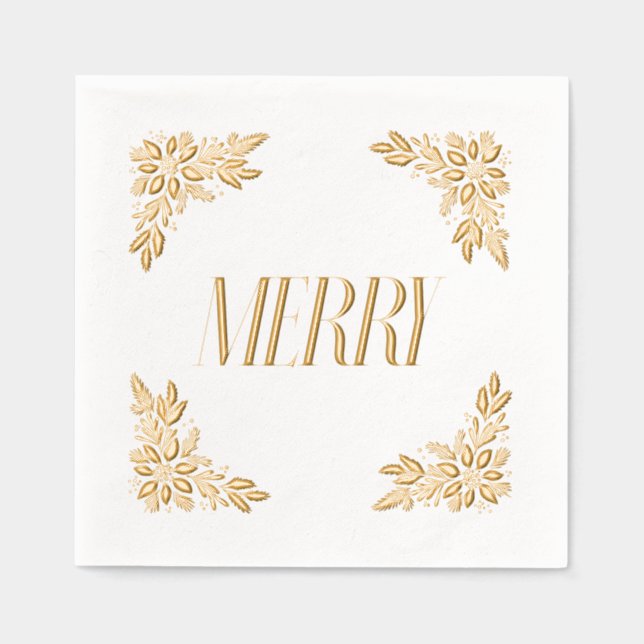 Poinsettia Corners Merry Design Servietten Mit Folie (Vorderseite)